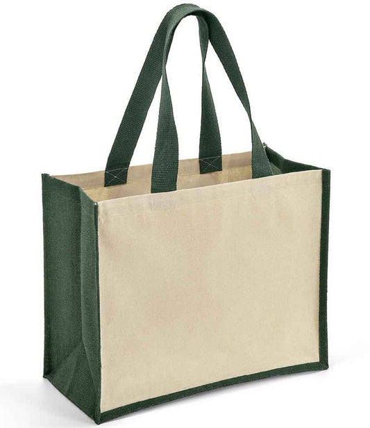 Brand Lab Jute and Canvas Shopper | Natural/Forest Green