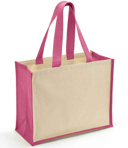 Brand Lab Jute and Canvas Shopper | Natural/Fuchsia