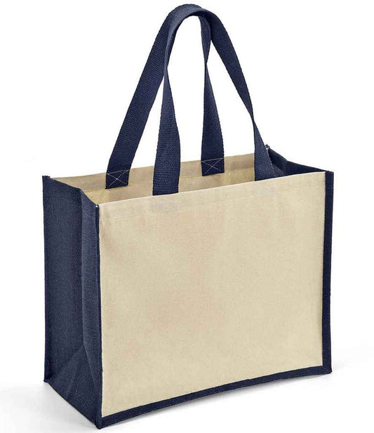 Brand Lab Jute and Canvas Shopper | Natural/Navy