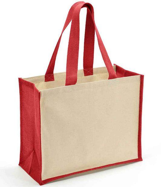 Brand Lab Jute and Canvas Shopper | Natural/Red